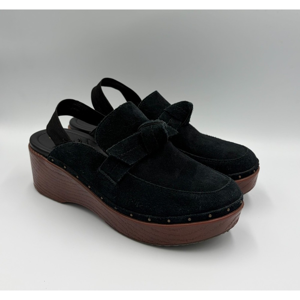 Cole Haan Black Suede Platform Slingback Loafers Wedge Clogs Women 7.5 W25917
